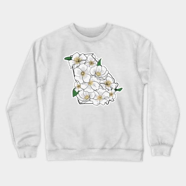 Georgia and State Flower the Cherokee Rose Crewneck Sweatshirt by A2Gretchen